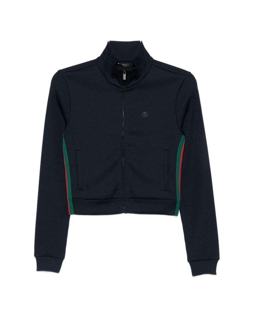 Gucci Blue Web Detail Cotton Blend Sweatshirt