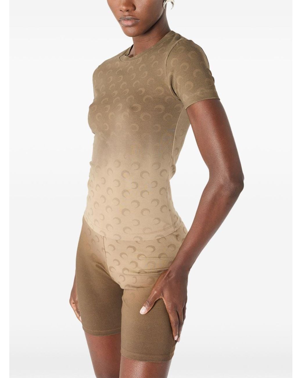 MARINE SERRE Brown Faded Moon Cotton T-Shirt