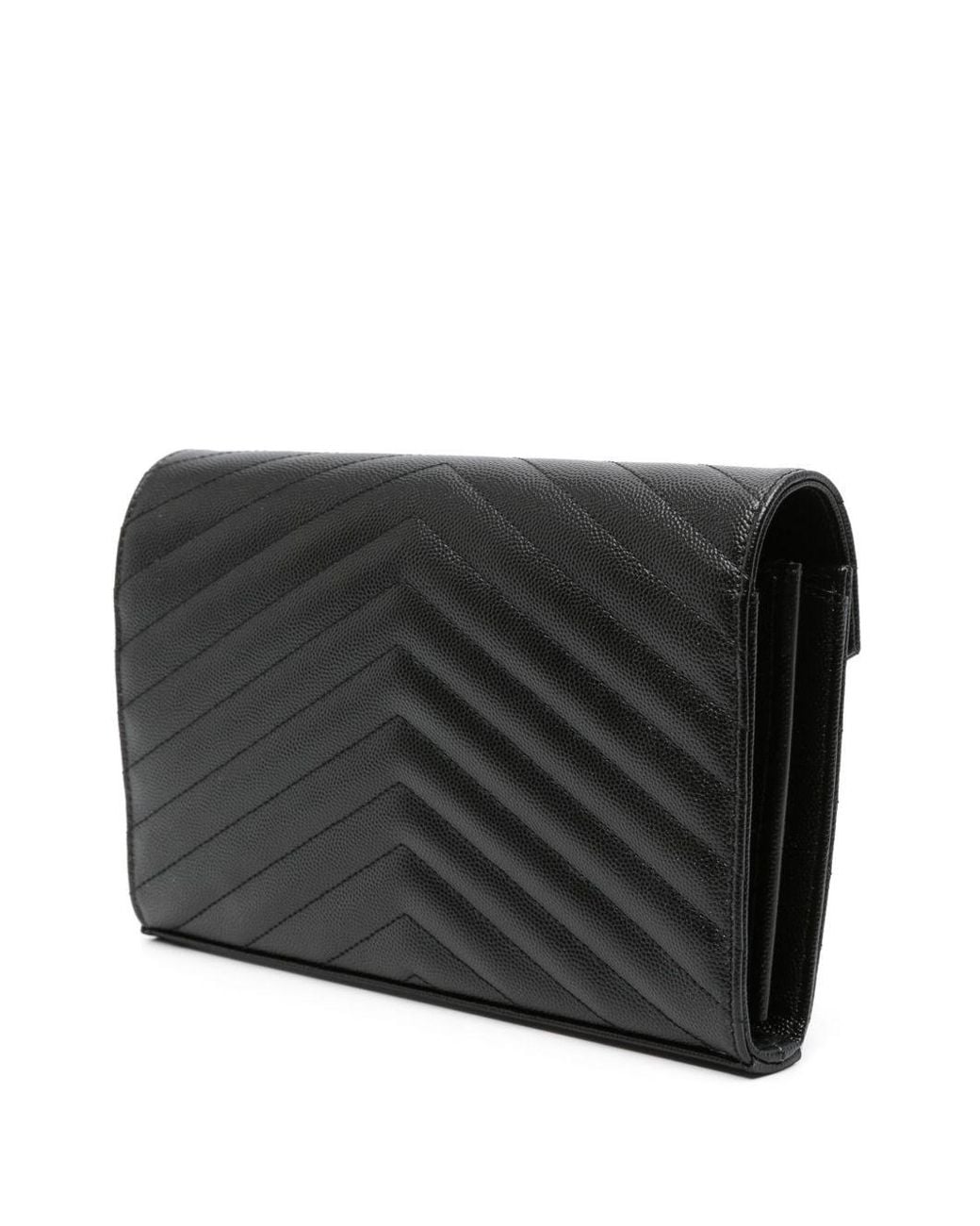 Saint Laurent Black Cassandre Calf Leather Chain Wallet