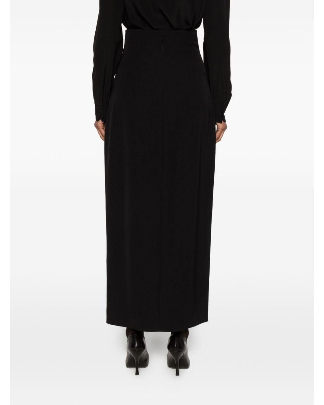 The Row Black Iphora Front-Slit Maxi Skirt
