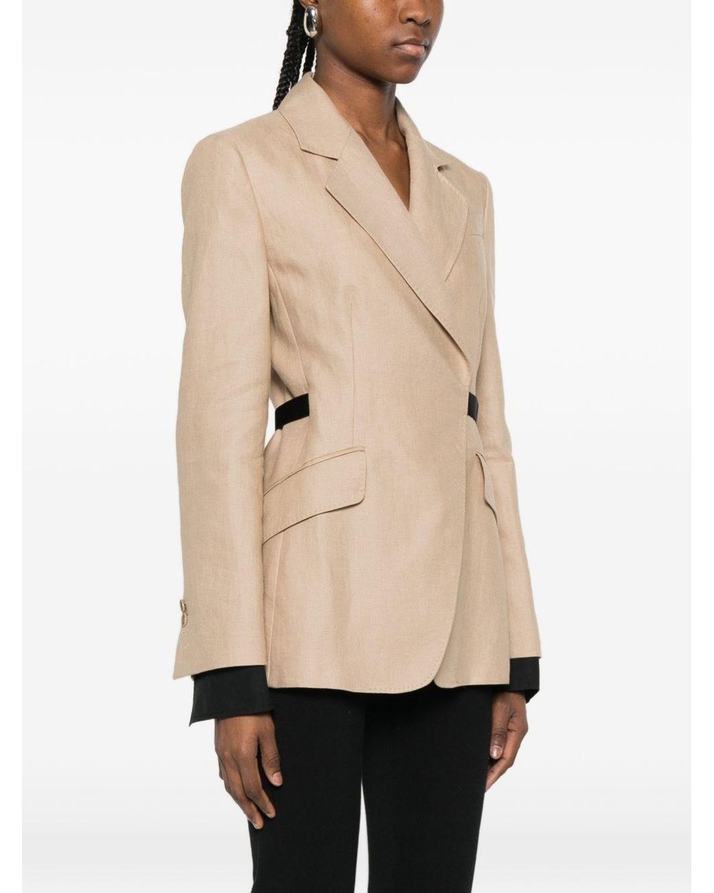 Max Mara Natural Linen Single-Breasted Jacket