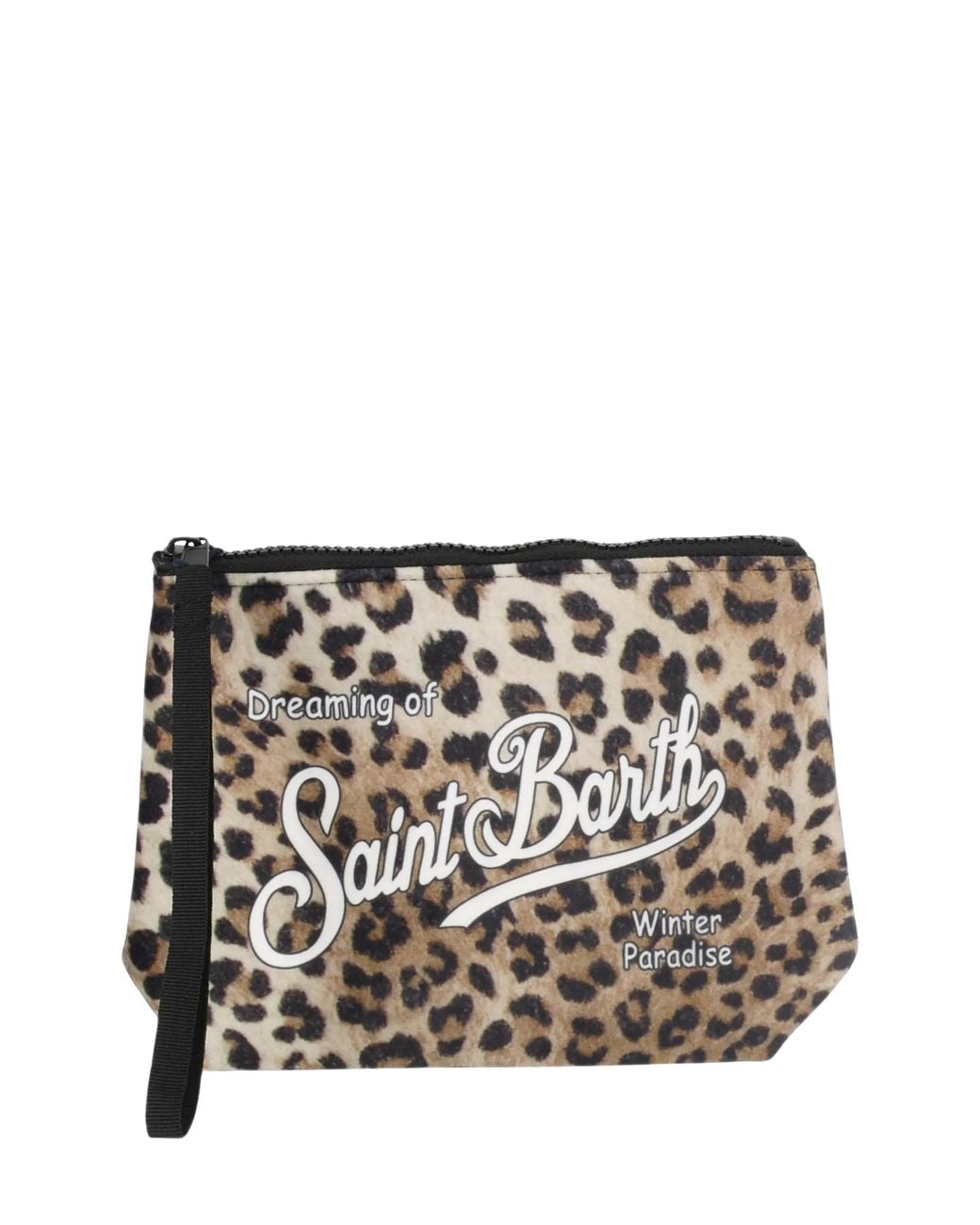 Mc2 Saint Barth Black Leopard Printed Zipped Clutch Bag for men