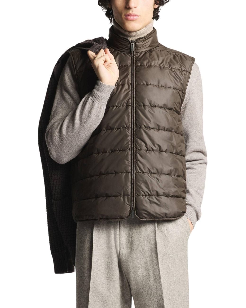 Fay Gray Textured Cardigan With Removable Gilet for men