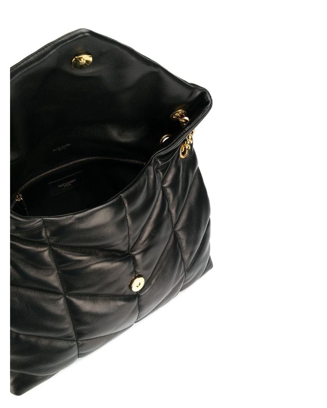 Saint Laurent Black Loulou Chevron-Pattern Shoulder Bag