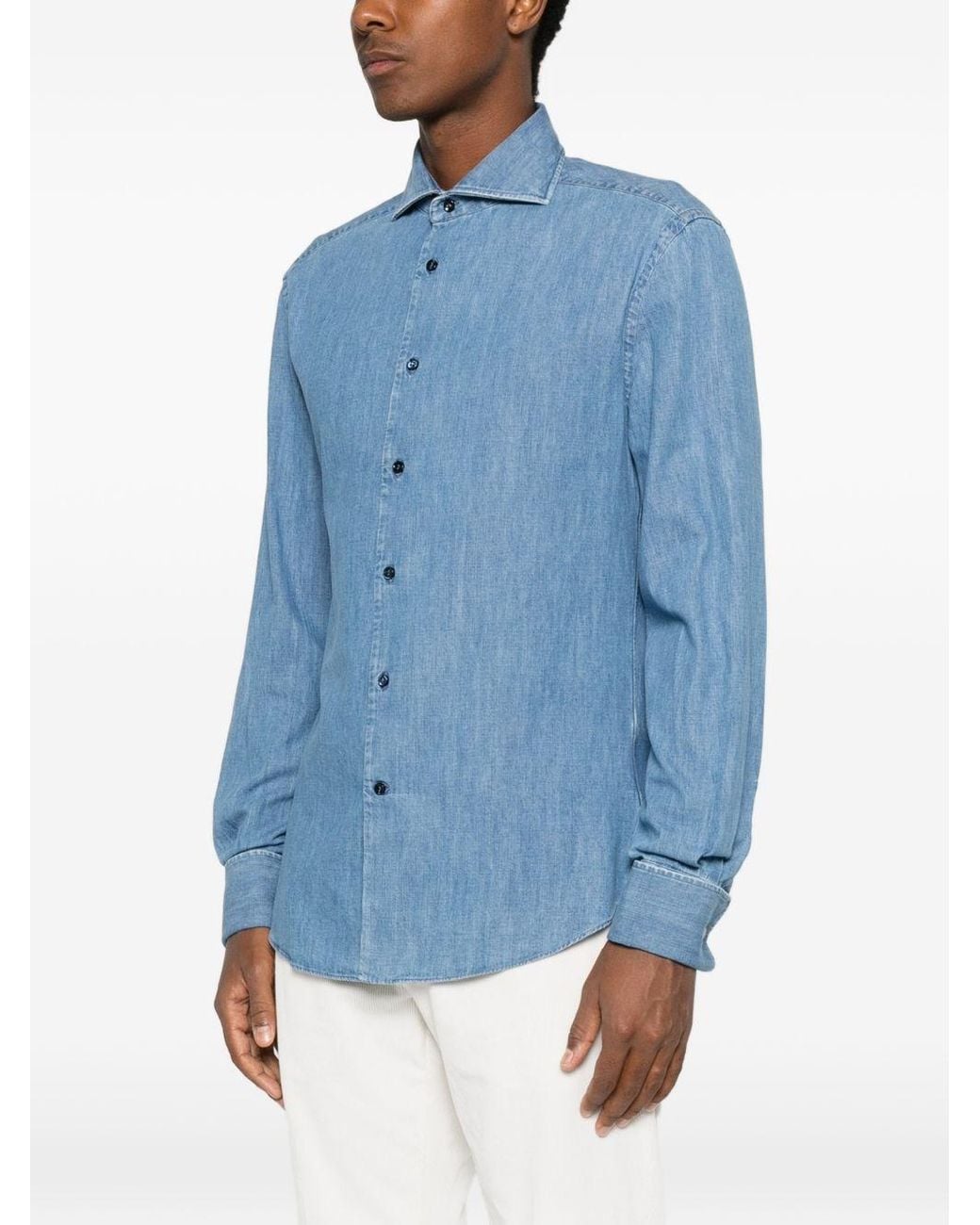 Camicia di Brunello Cucinelli in Blue da Uomo