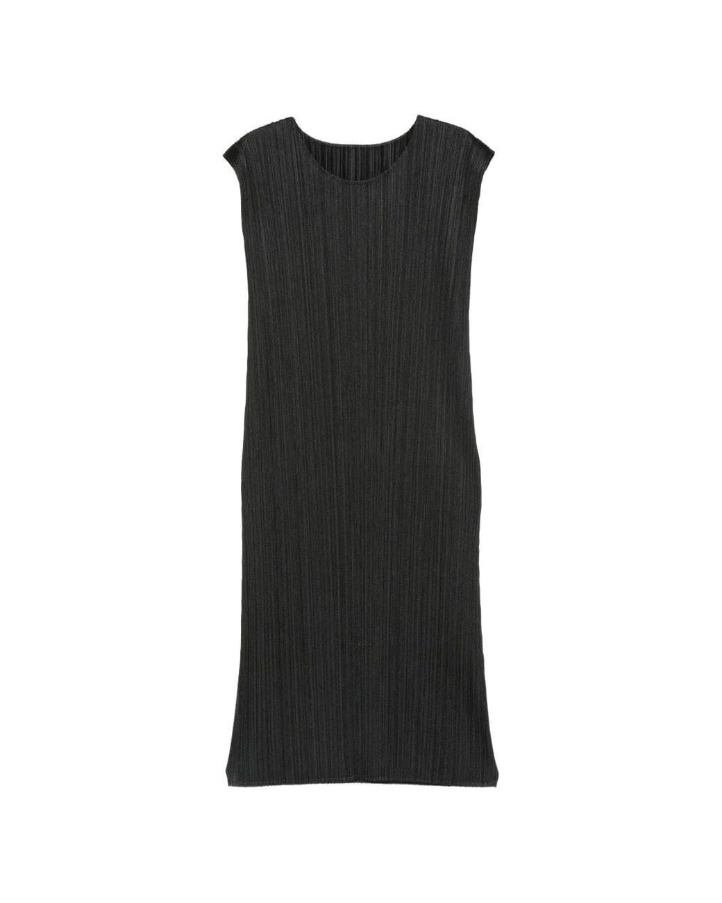 Pleats Please Issey Miyake Black Pleated Short Dress