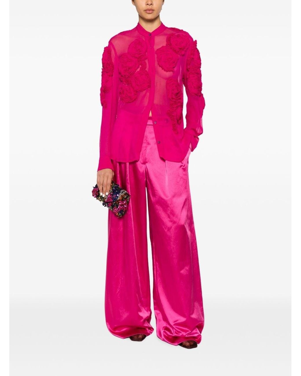 Dries Van Noten Chowsa Embroidered Blouse in Pink | Lyst UK