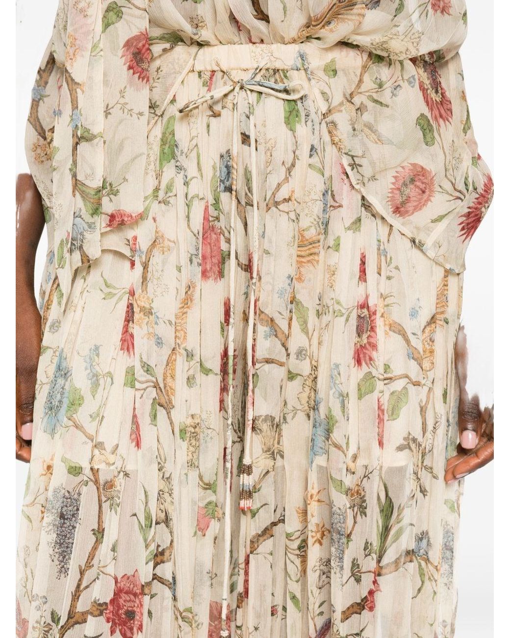 Into The East Natural Printed Silk Trousers