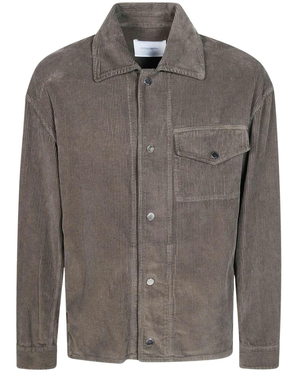 Paolo Pecora Gray Long Sleeved Buttoned Condury Shirt for men