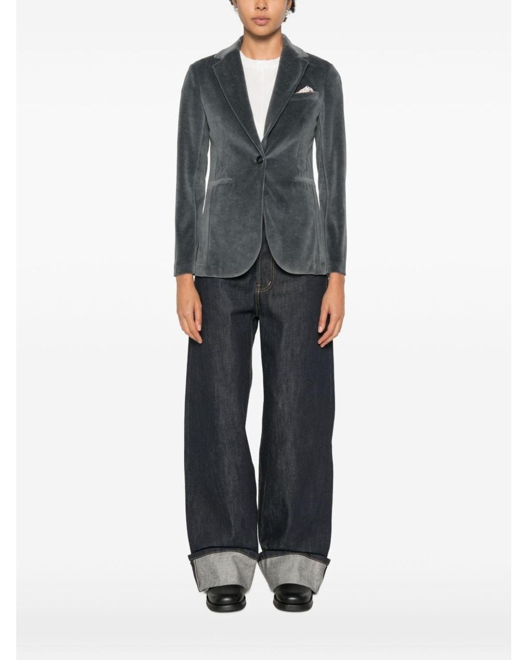 Circolo 1901 Gray Velvet Single-Breasted Jacket