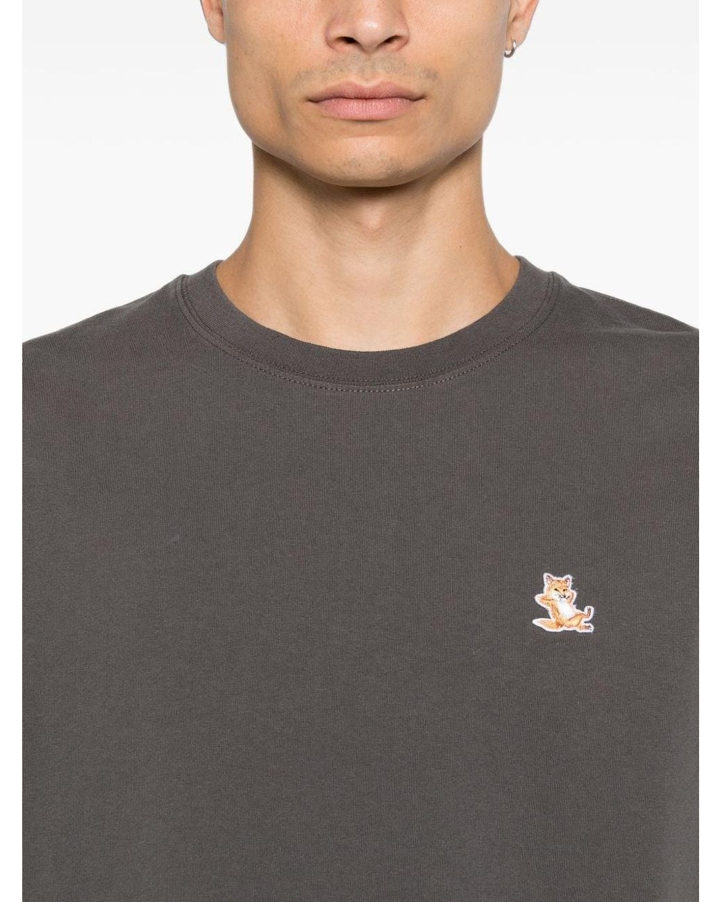 Maison Kitsuné Gray Chillax Fox Cotton T-Shirt for men