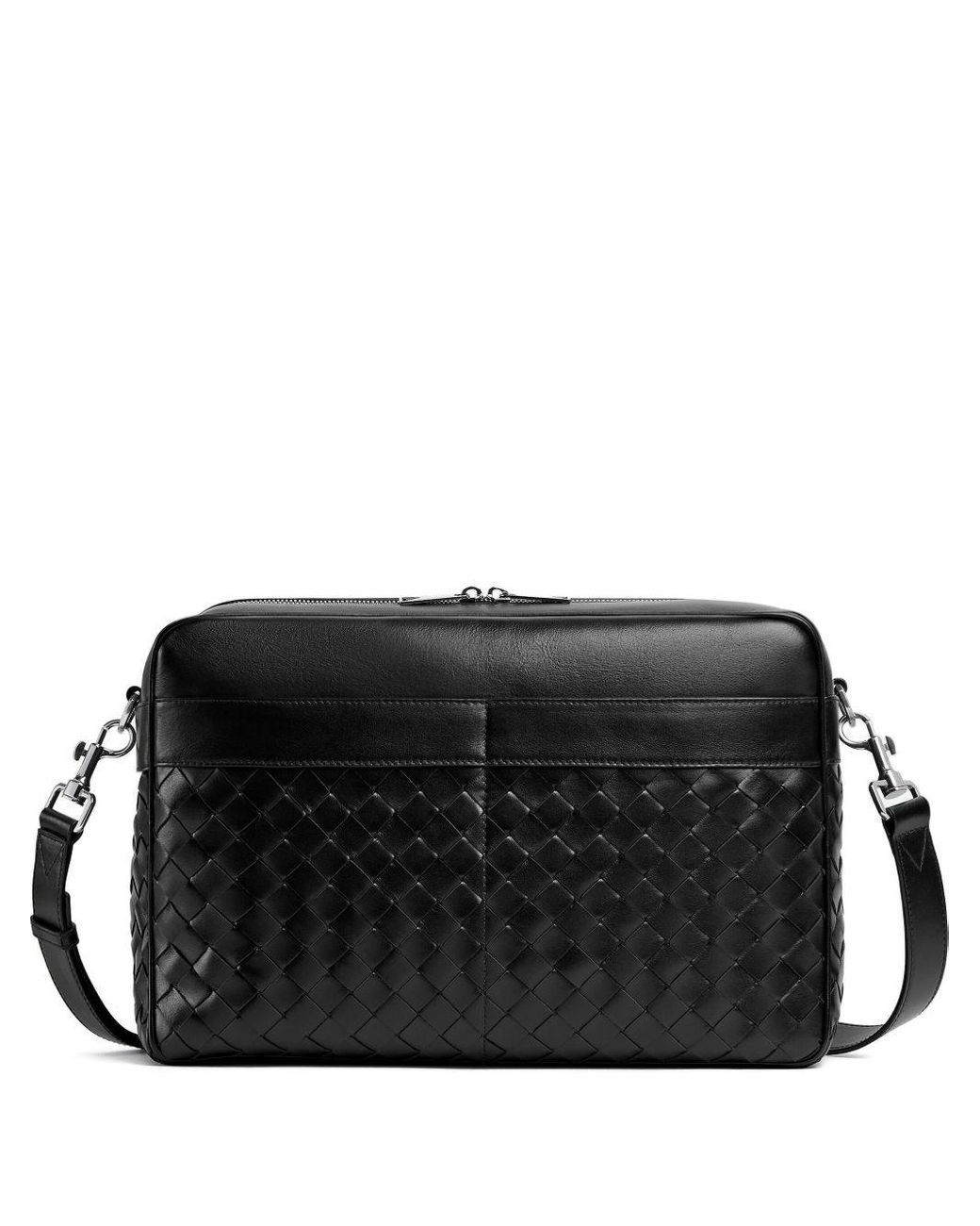 Bottega Veneta Black Avenue Intrecciato Messenger Bag for men