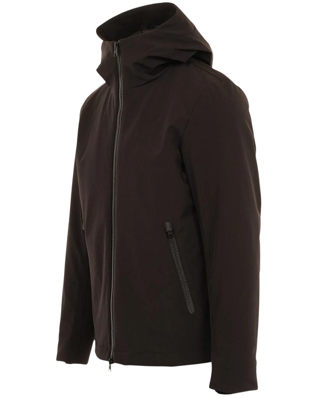 Woolrich Black Hooded Zip-Up Jacket By for men