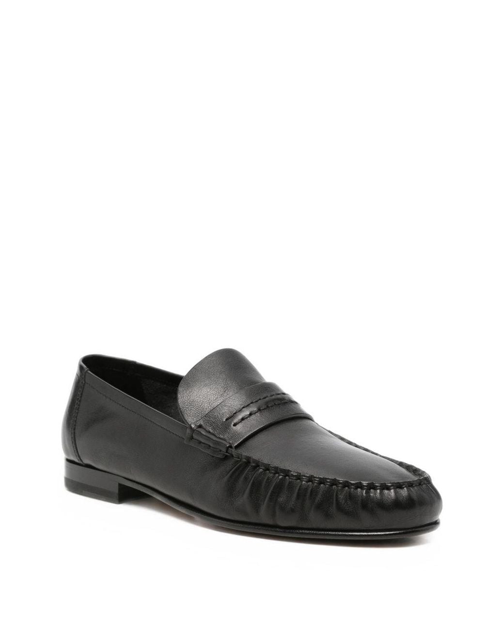 The Row Black Theo Leather Loafers