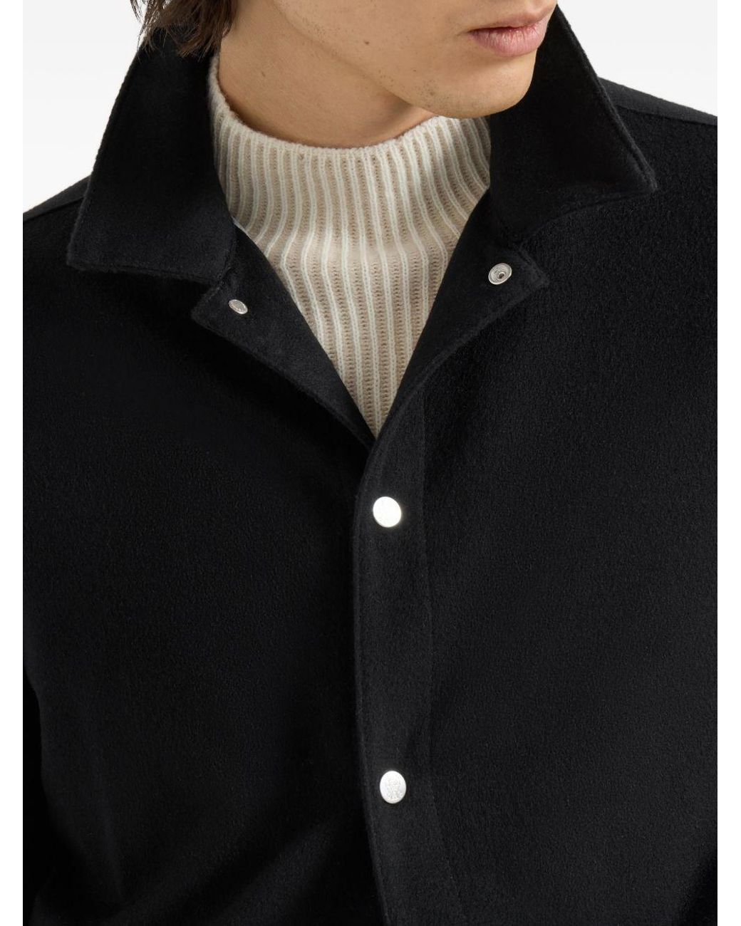 Brunello Cucinelli Black Lightweight Cashmere Flannel Outerwear Jacket for men