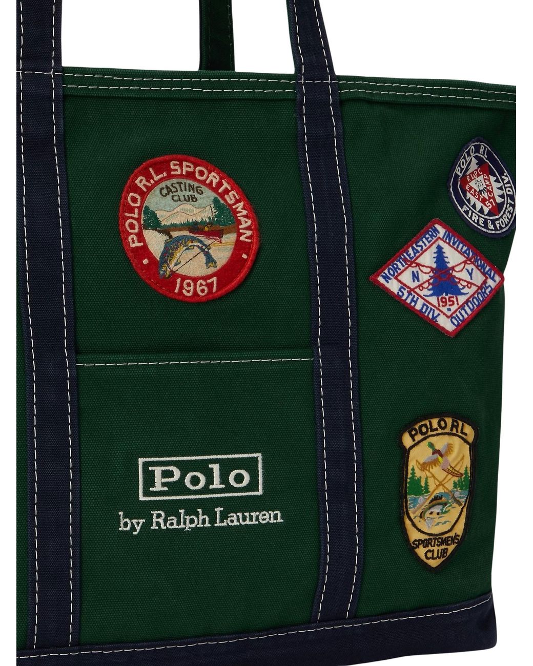 Polo Ralph Lauren Green Logo-Patch Canvas Tote for men