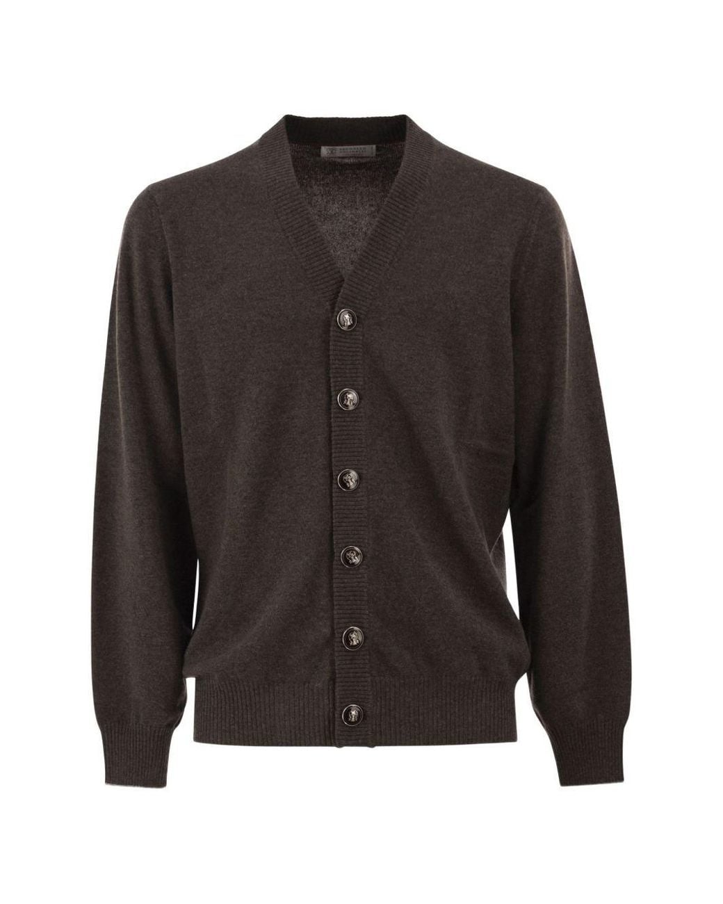 Brunello Cucinelli Black Cashmere Cardigan for men