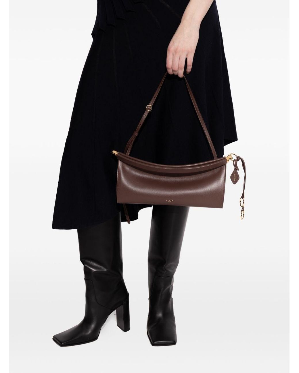 Alaïa Brown Le Click East West Medium Leather Shoulder Bag
