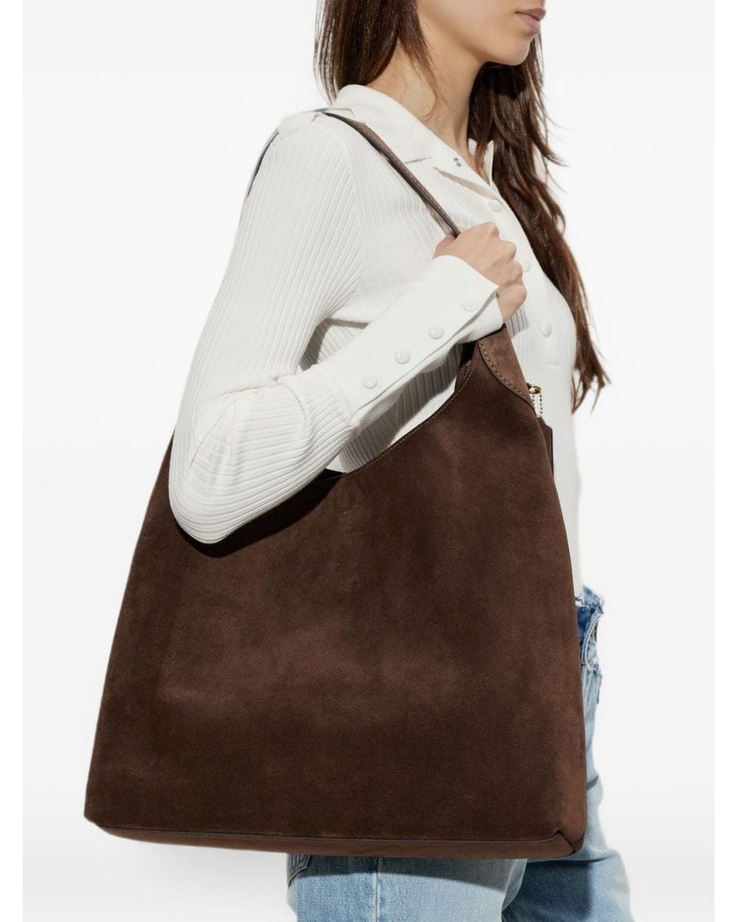 COACH Brown Brooklyn 39 Suede Leather Shoulder Bag