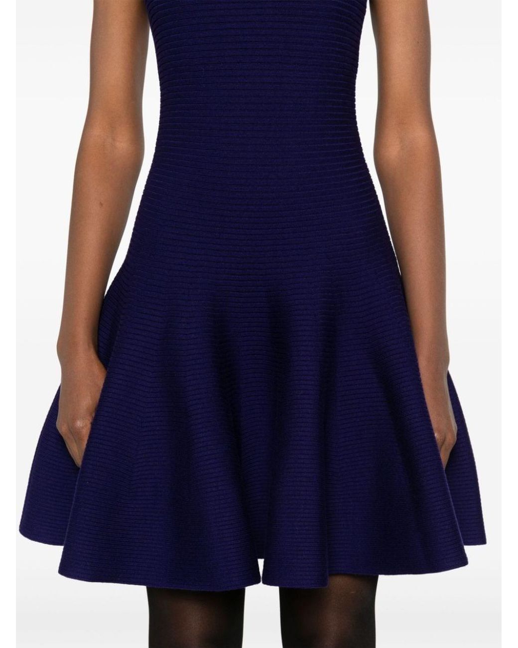 Alaïa Blue Wool Knitted Skater Dress