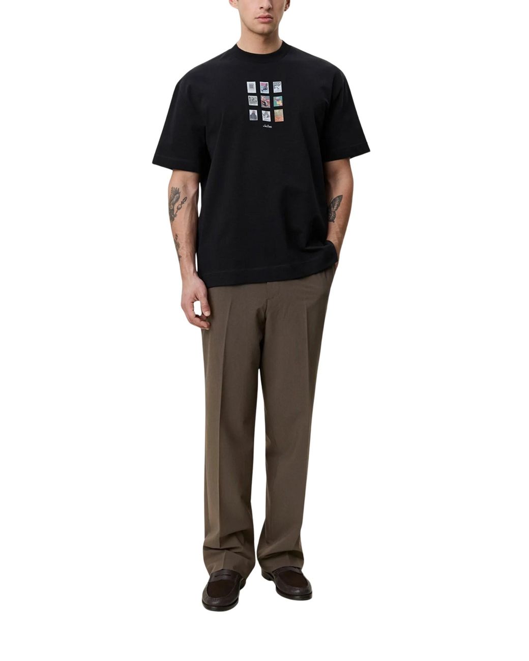 Les Deux Black Graphic-Print T-Shirt for men