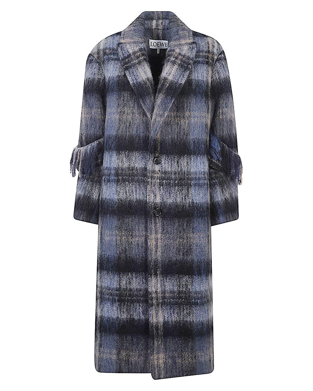 Loewe Blue Wool Single-Breasted Coat