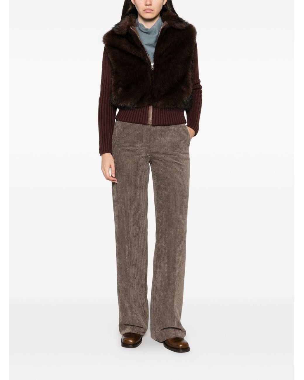 Via Masini 80 Brown Velvet Trousers By