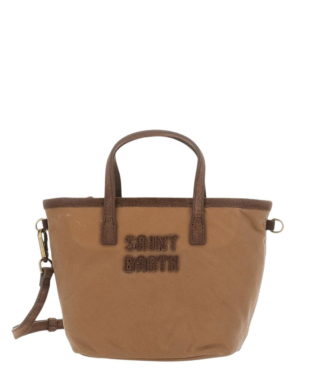 Mc2 Saint Barth Brown Mini City Logo-Detail Tote Bag