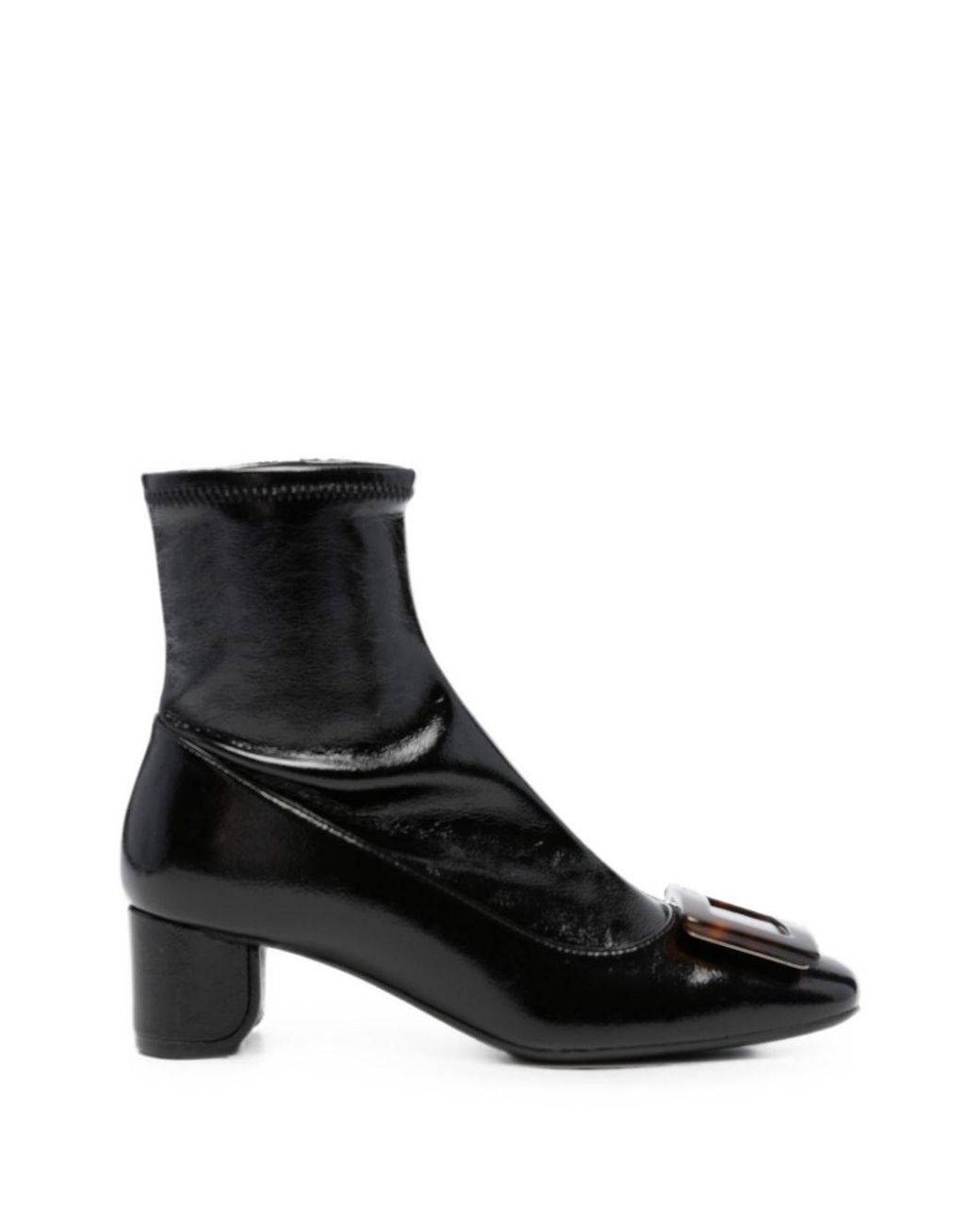 Roger Vivier Black Roundy Turtle Leather Boots