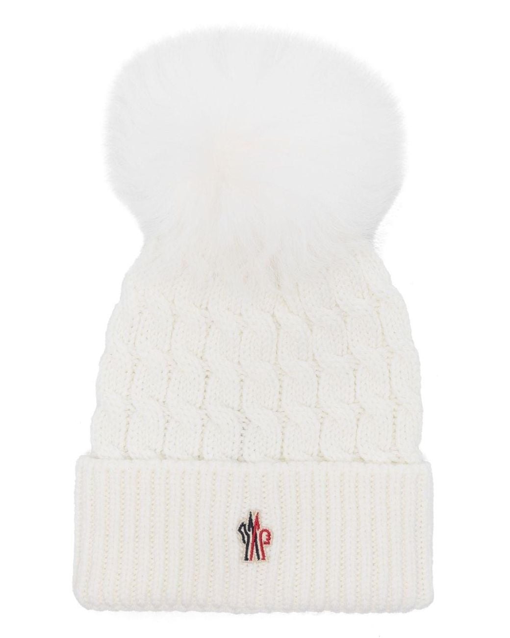 Moncler White Logo Wool Beanie