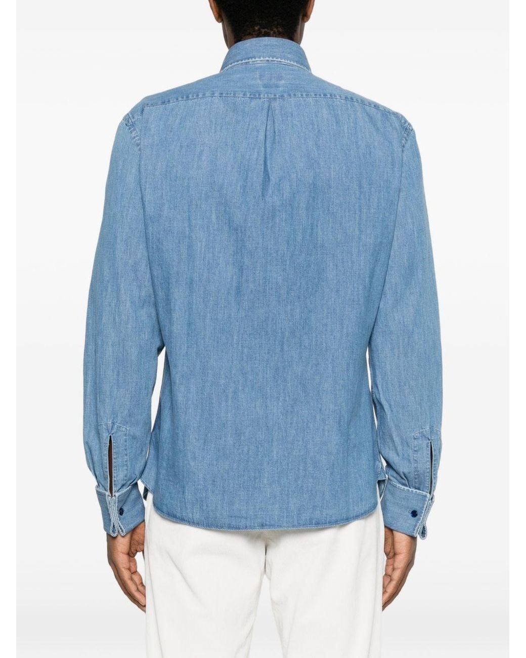 Camicia di Brunello Cucinelli in Blue da Uomo