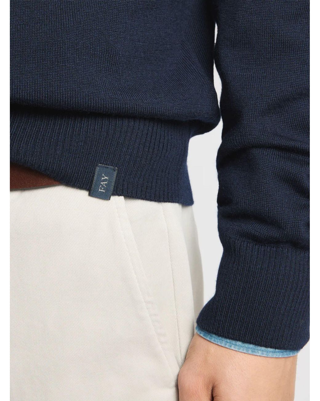 Fay Blue Wool Sweater for men