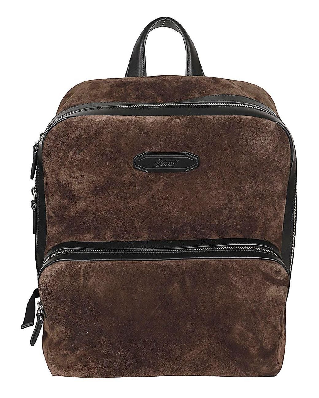 Brioni Brown Via Veneto Suede Leather Backpack for men