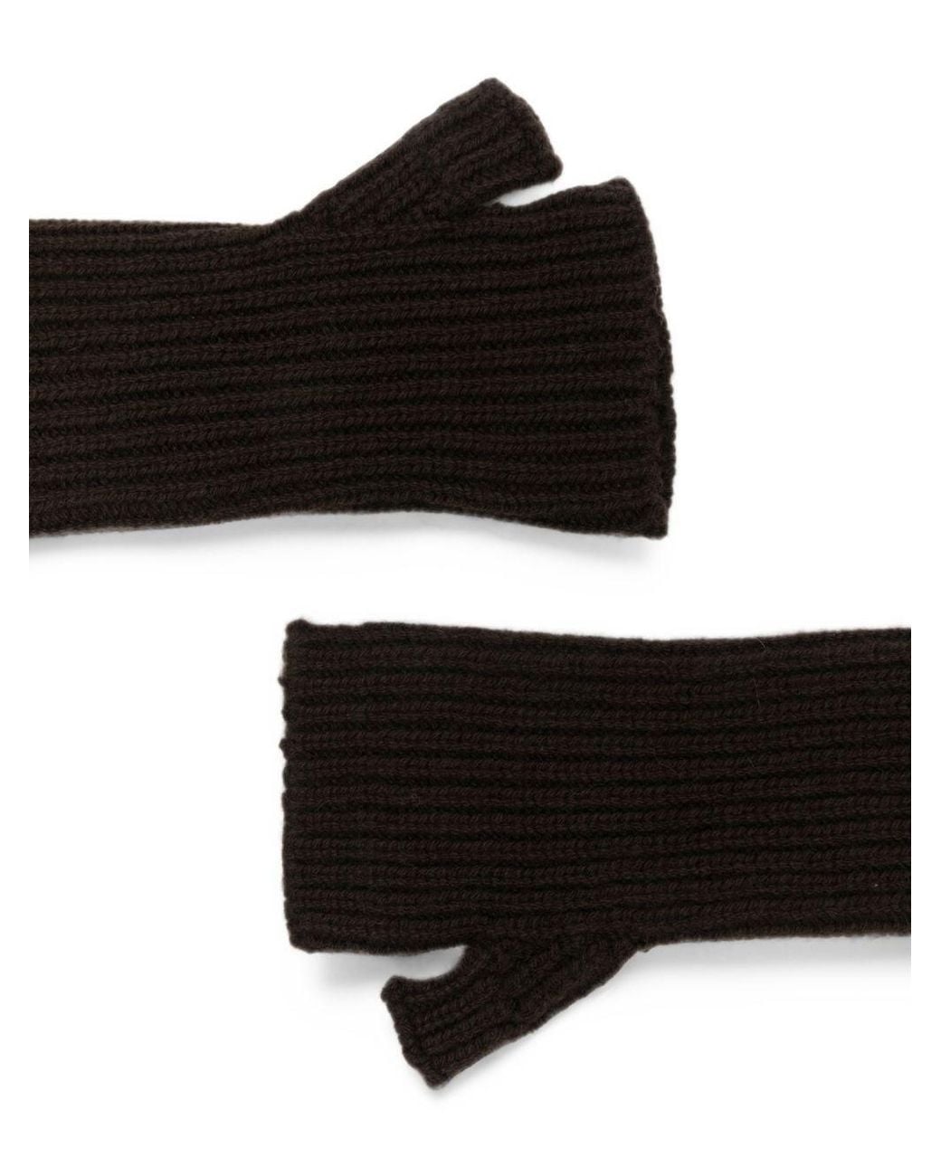 Mrz Black Wool And Cashmere Gloves