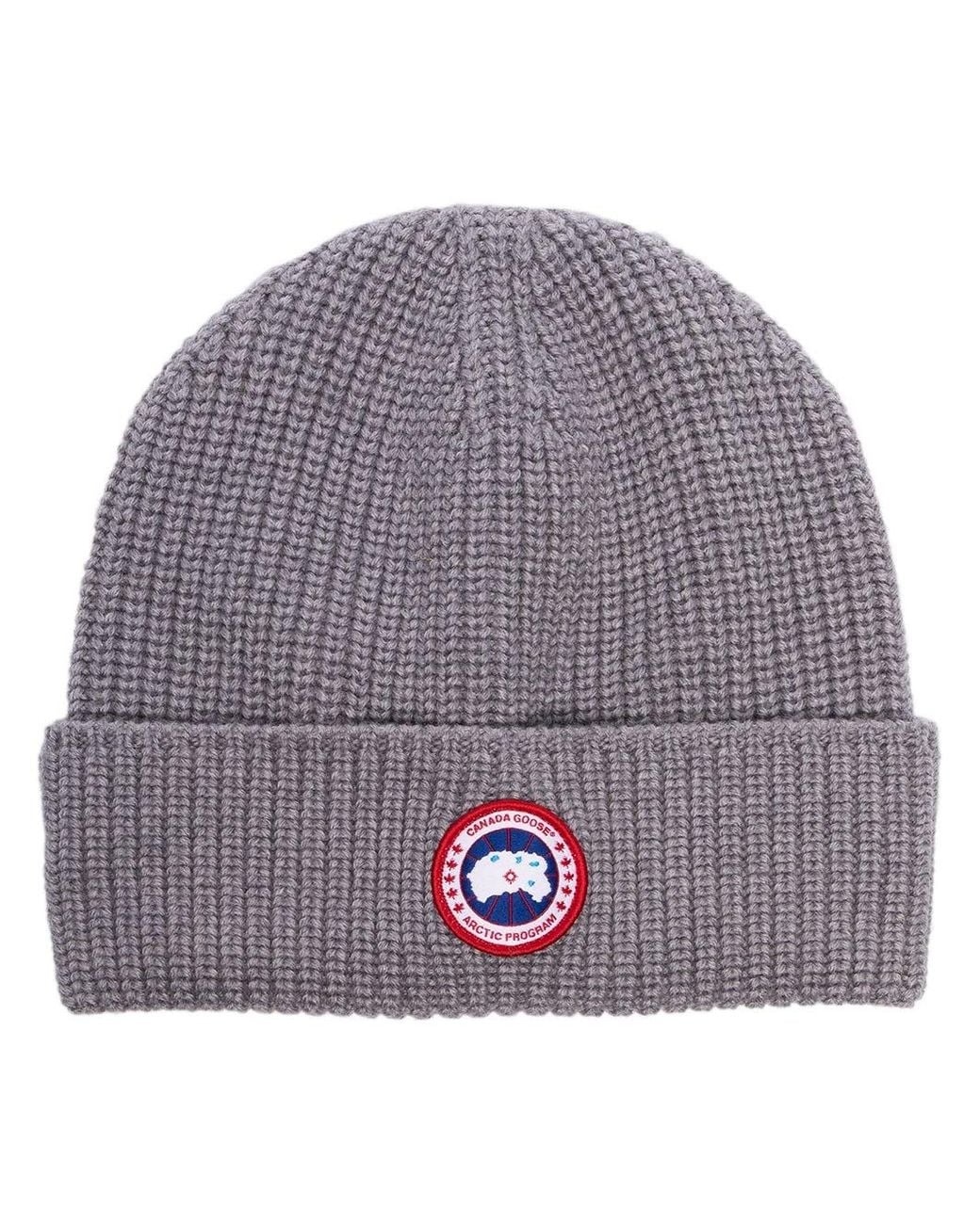Canada Goose Gray Logo Wool Beanie for men