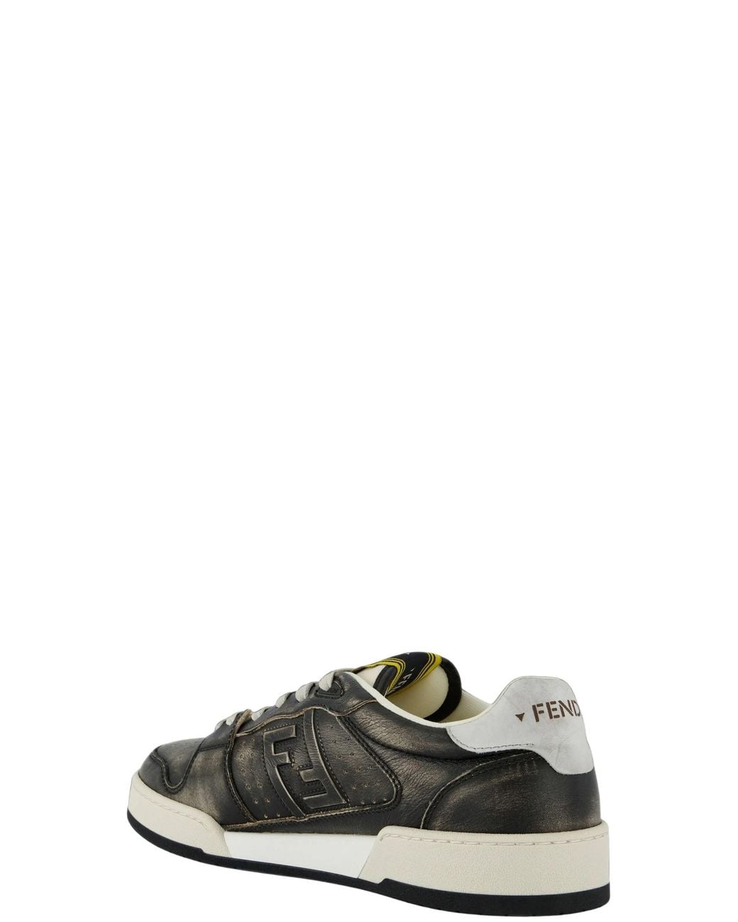 Fendi Black Distressed-Effect Ff Logo Sneakers for men