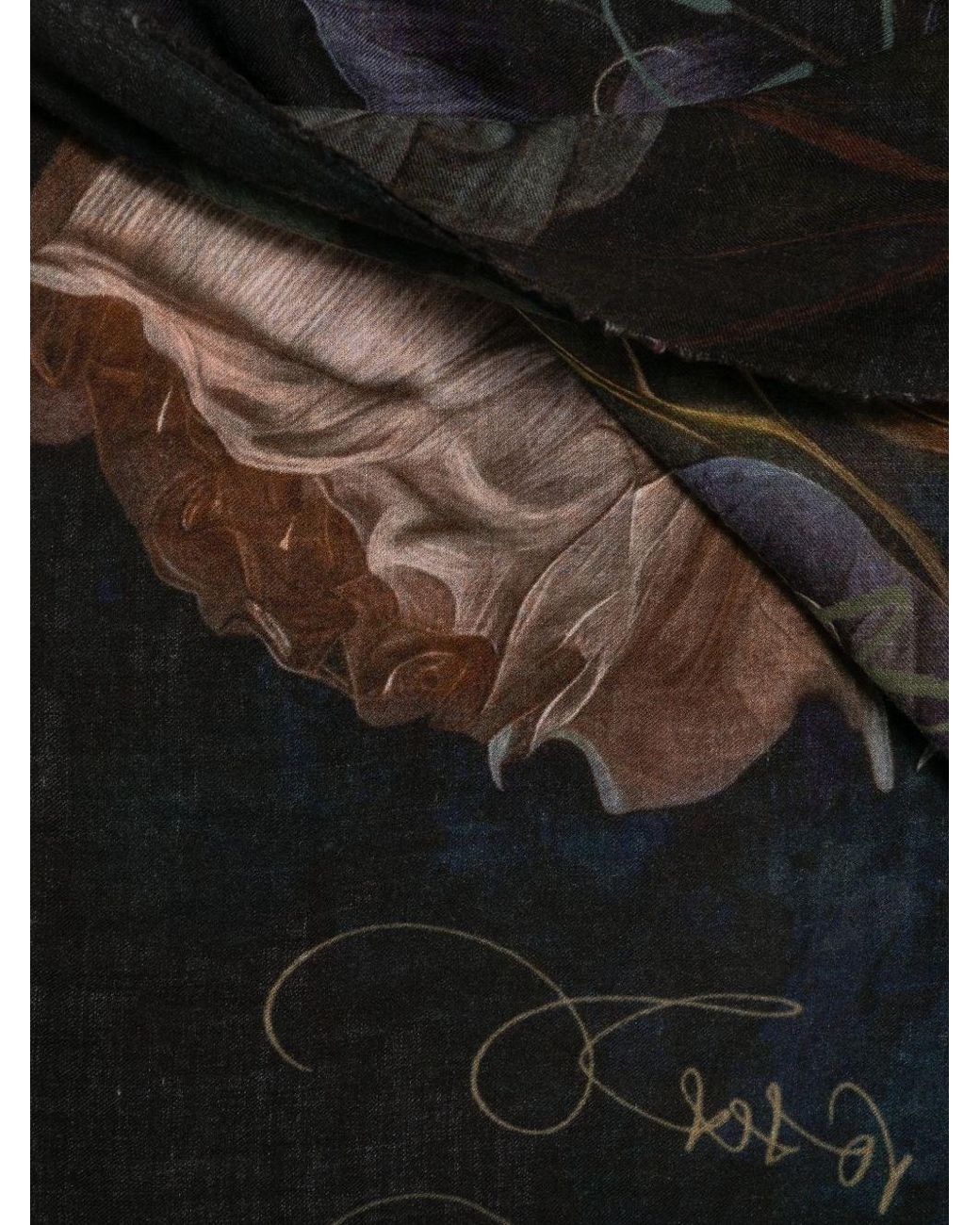 Faliero Sarti Black No Roses Print Wool Stole