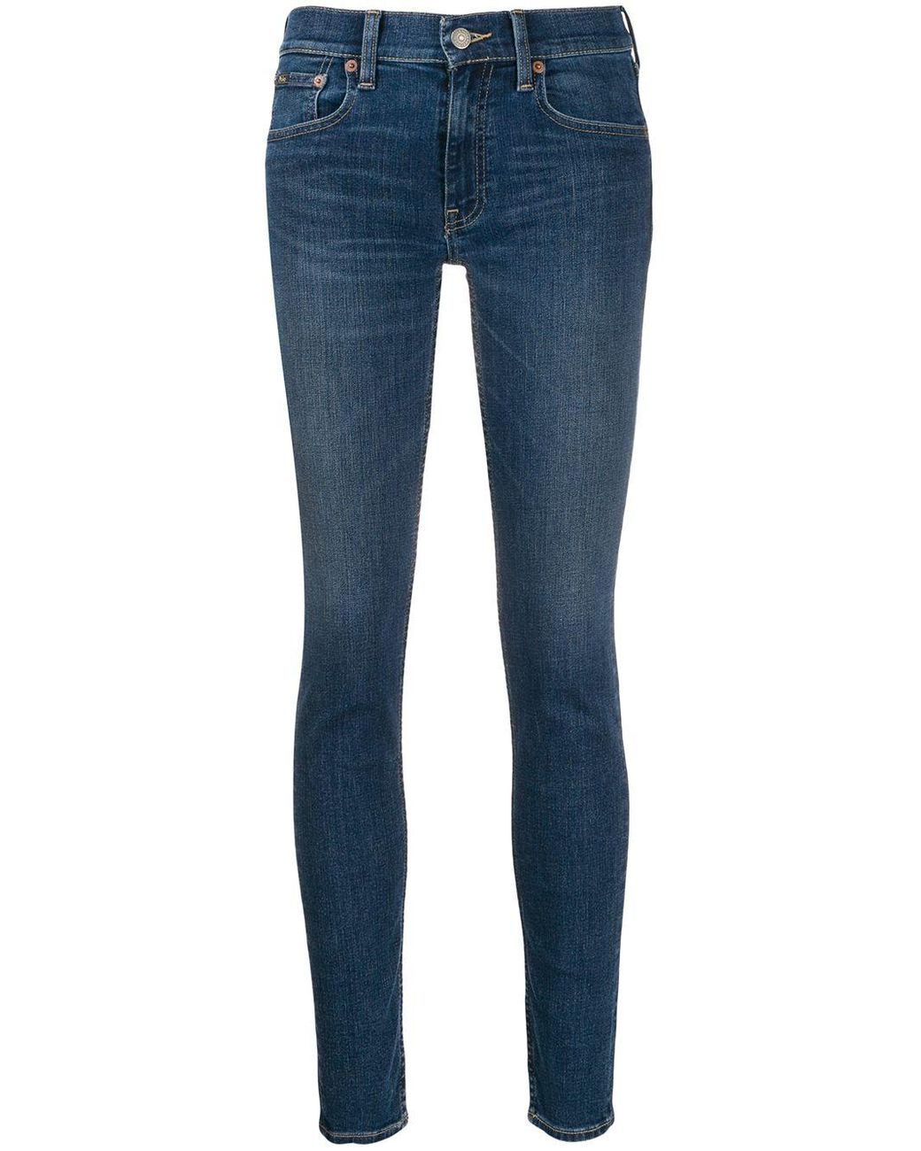 Polo Ralph Lauren Stretch Cotton Mid-rise Skinny Jeans in Blue - Lyst