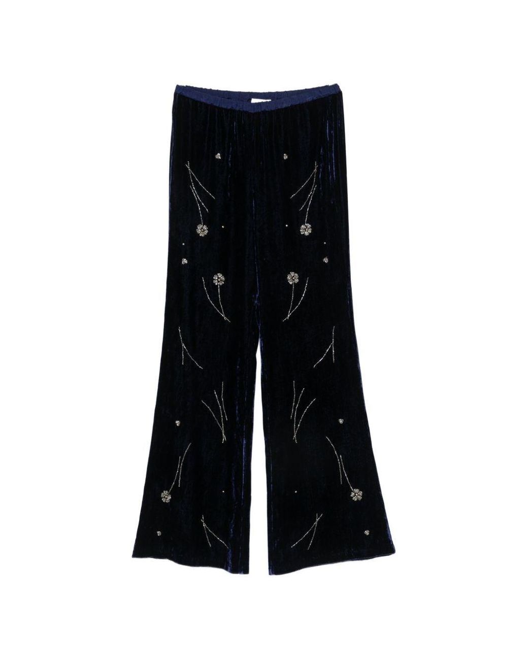 Forte_forte Black Embroidered Velvet Trousers