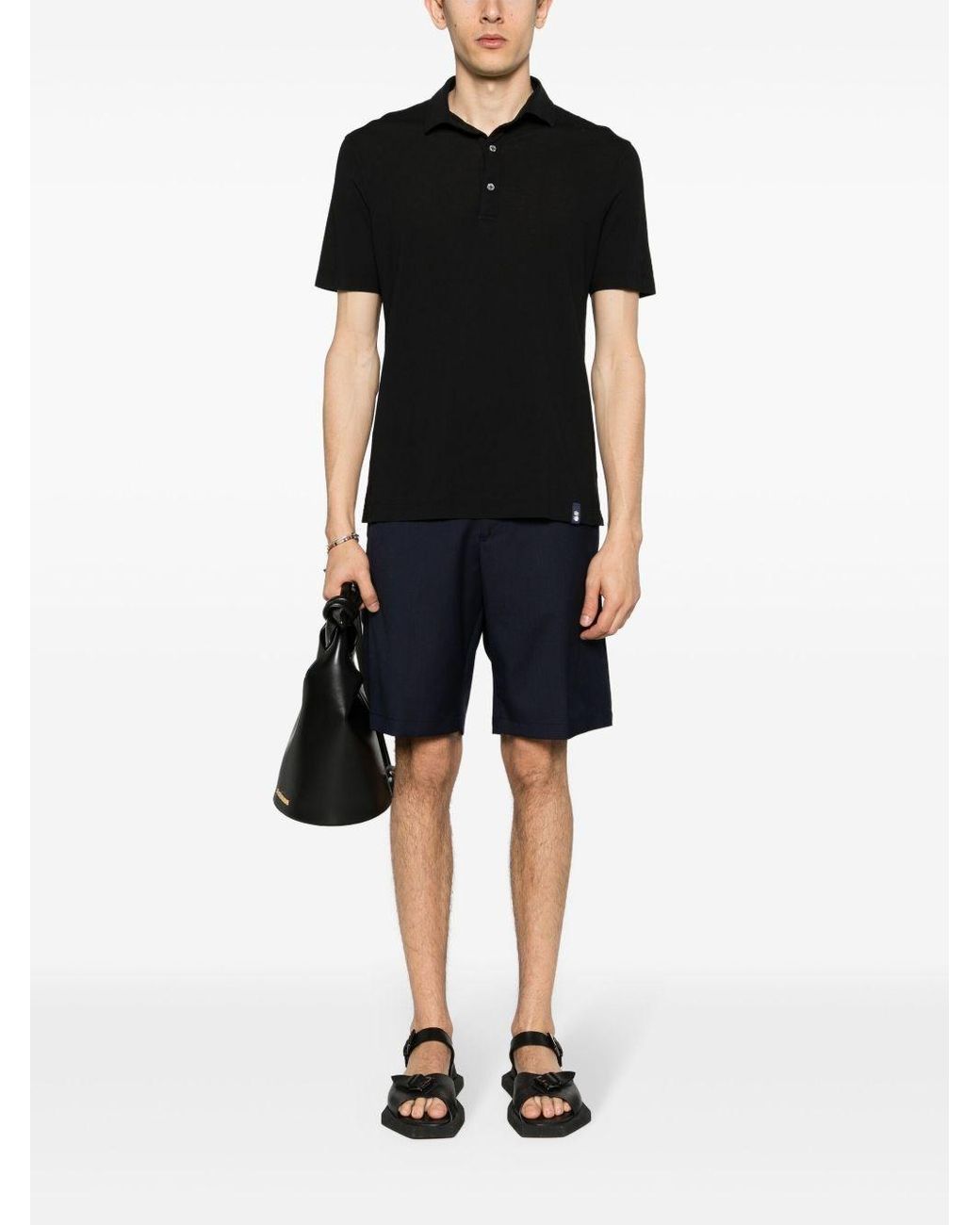 Drumohr Black Cotton Polo Shirt for men