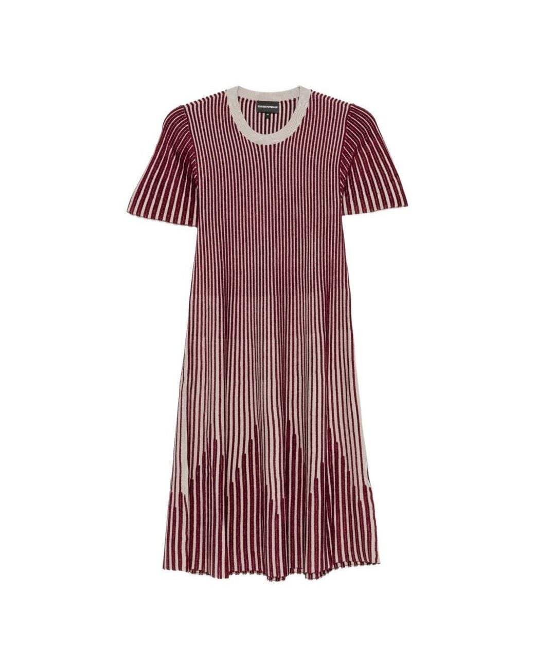 Emporio Armani Purple Striped Midi Dress