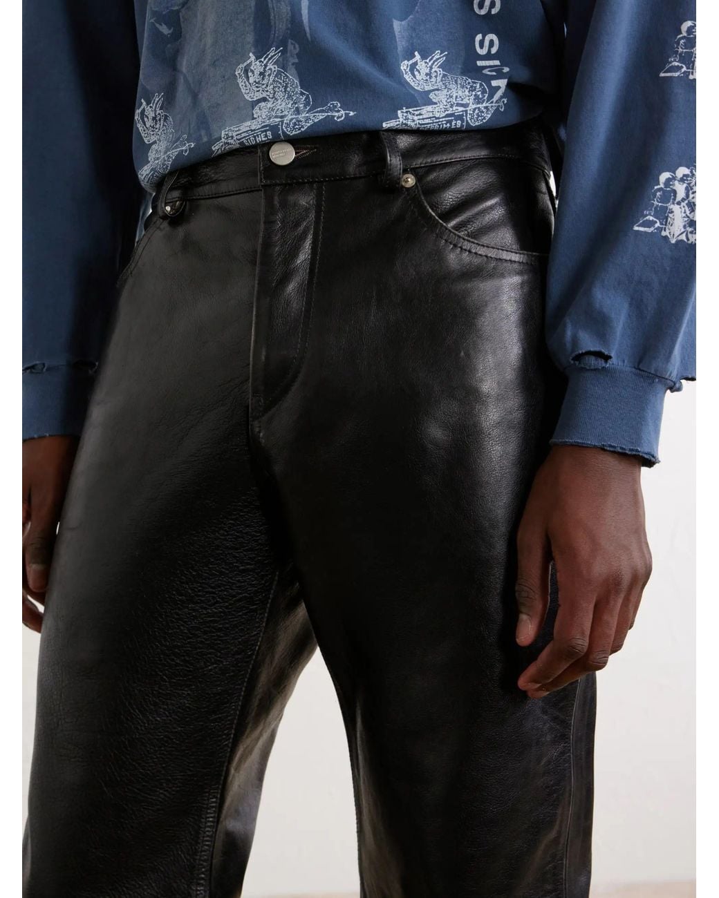 Enfants Riches Deprimes Black Leather Trousers for men