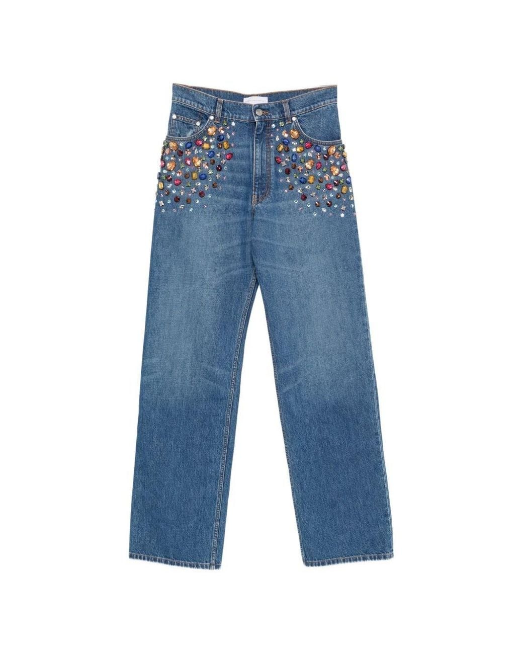 Stella McCartney Blue Crystal Embellished Denim Jeans