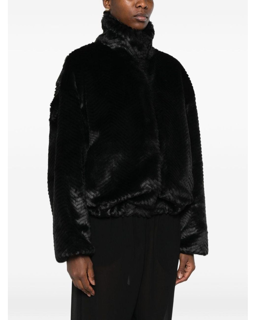 Forte_forte Black Faux Fur Bomber Jacket