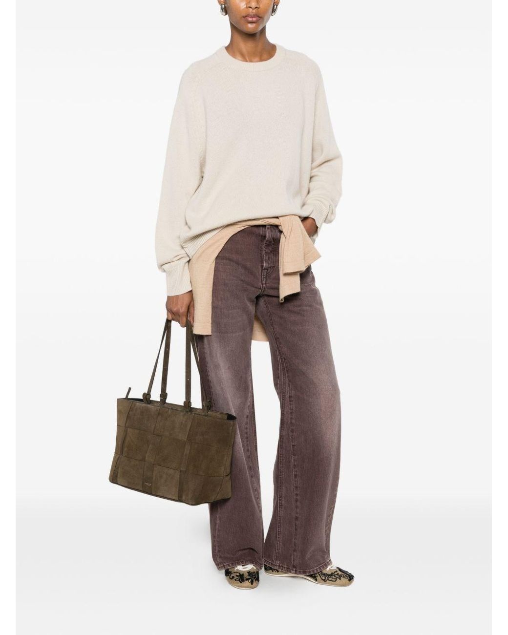 Soft Goat White Wool Crewneck Jumper