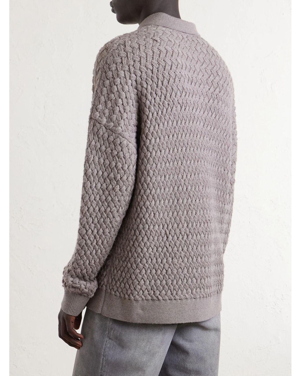 Bottega Veneta Gray Wool Polo Shirt for men