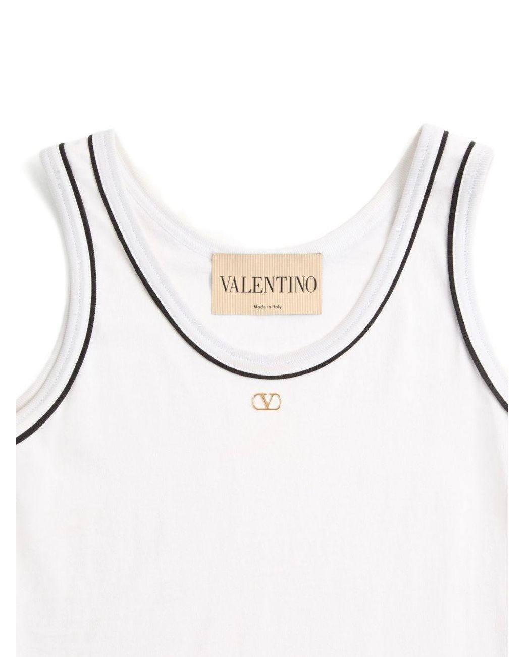 Valentino White Logo Cotton Tank Top
