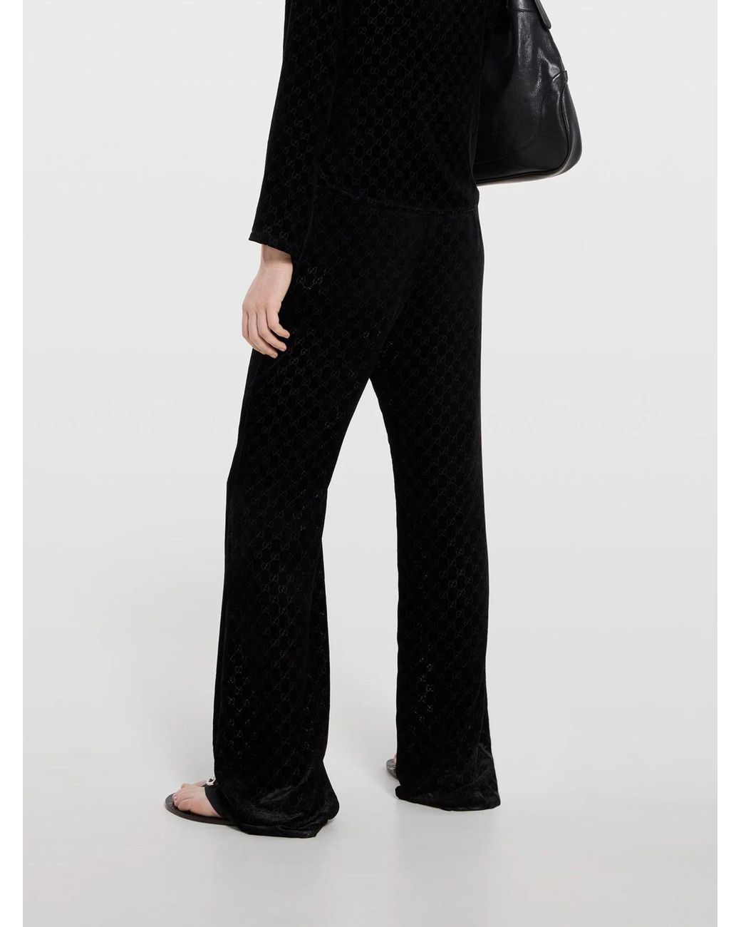 Gucci Black Gg Velvet Trousers for men