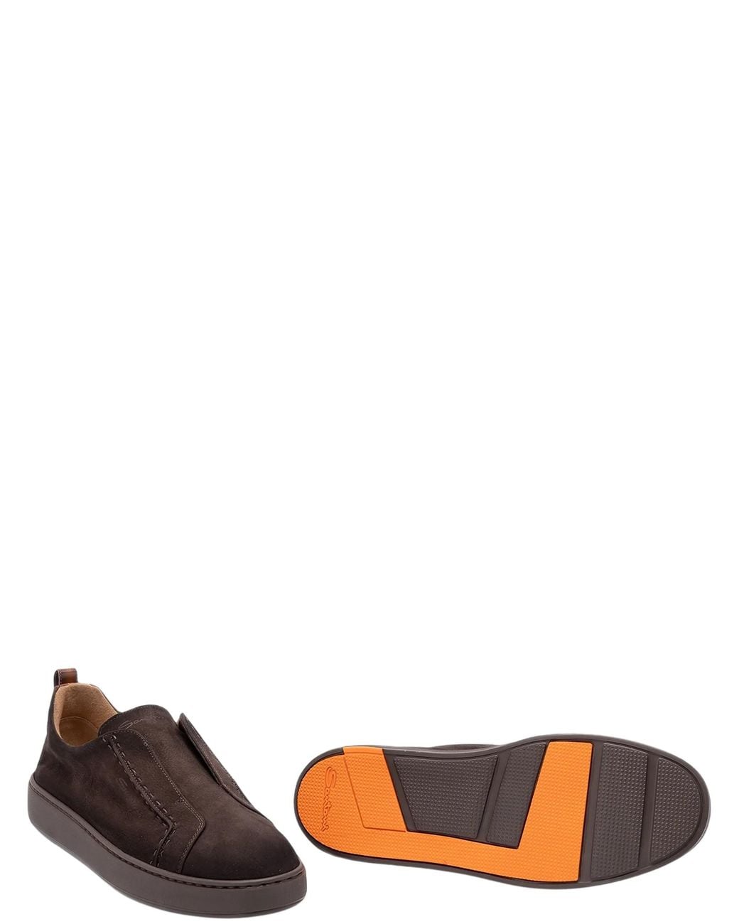 Santoni Brown Victory Slip-On Sneakers for men