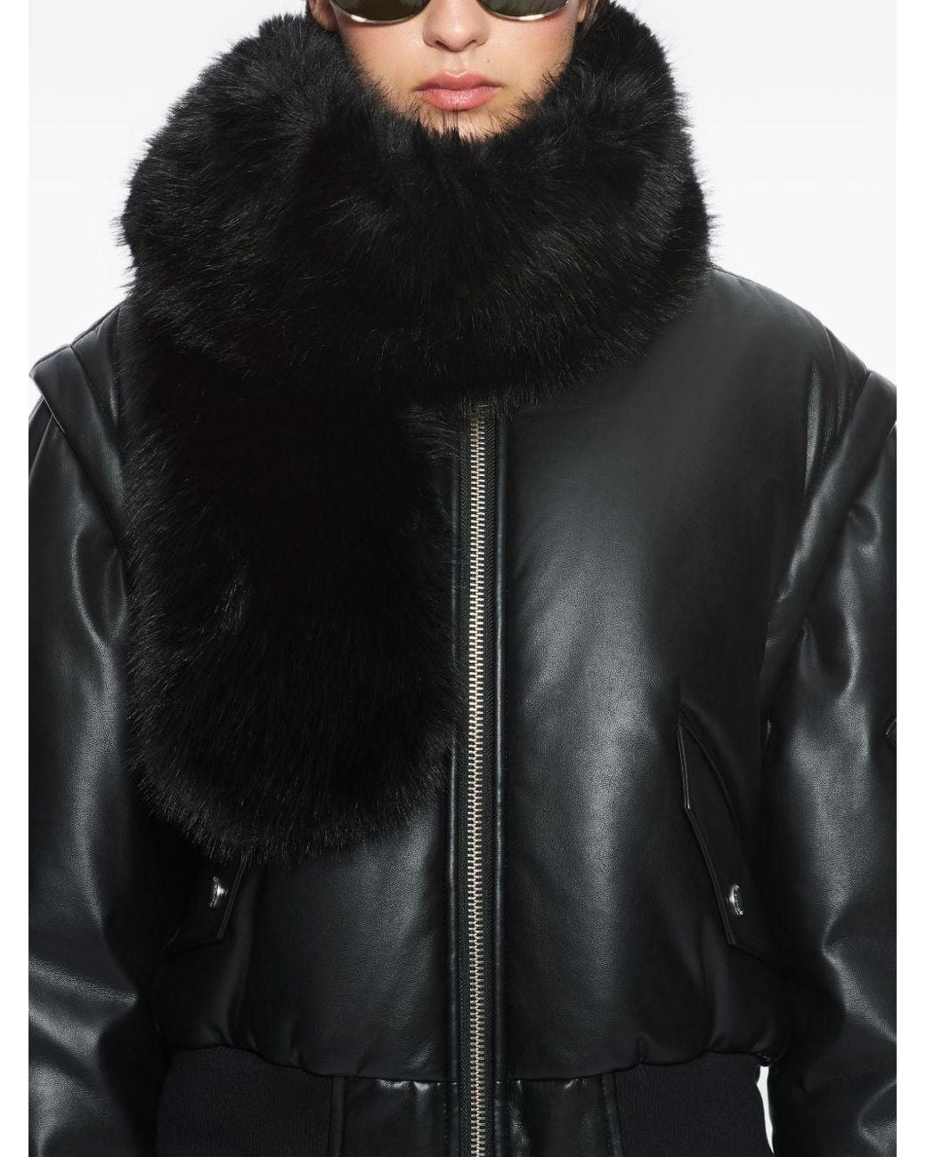 Stand Studio Black Lone Faux Fur Scarf